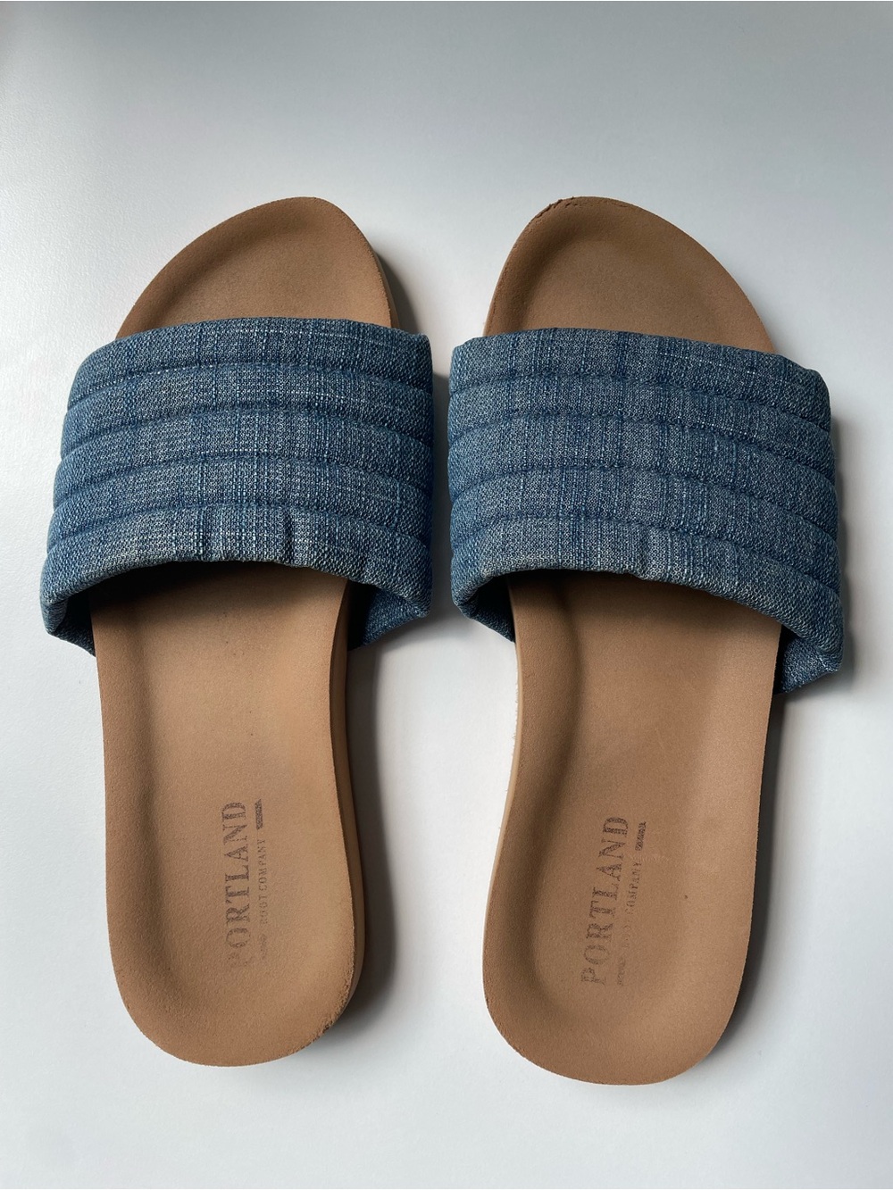 Portland Boot Company Denim Slide Sandals Women's Casual Slides Fits as 9/10